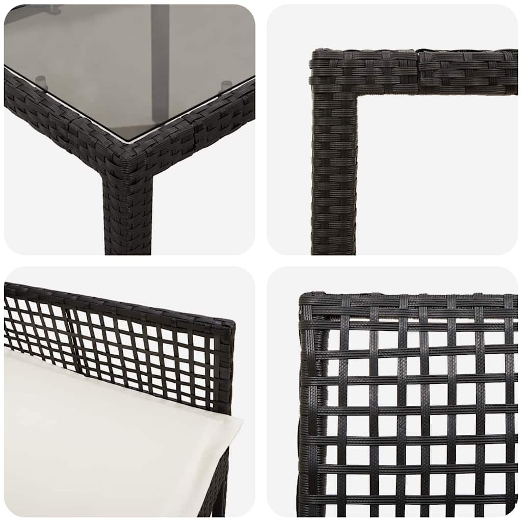 Set da Pranzo per Giardino 5 pcs Nero Poly Rattan - immagine 9