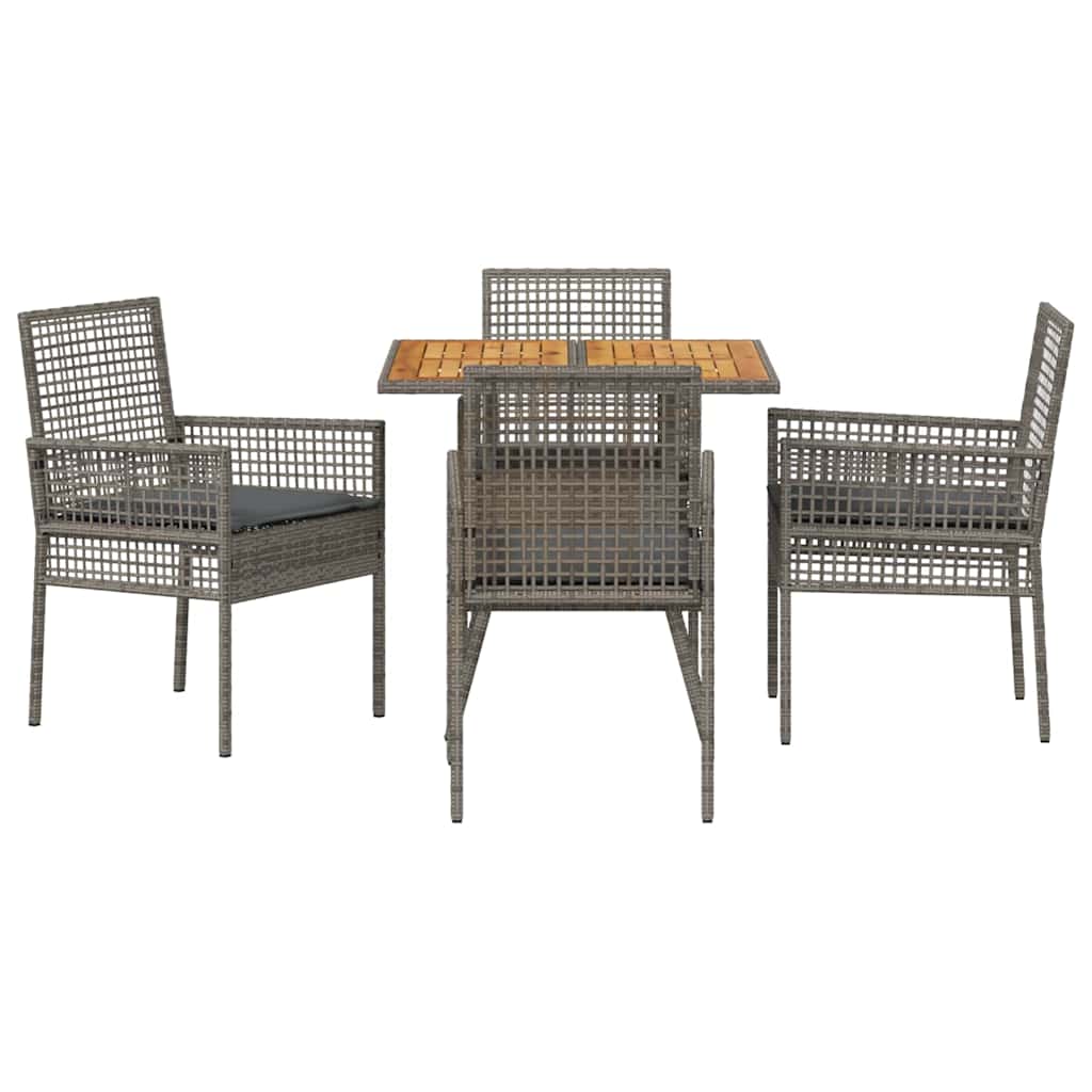 Set da Pranzo per Giardino 5 pcs Grigio Poly Rattan - immagine 7