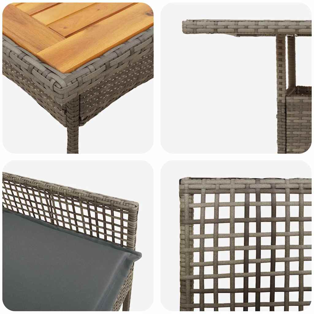 Set da Pranzo per Giardino 5 pcs Grigio Poly Rattan - immagine 9