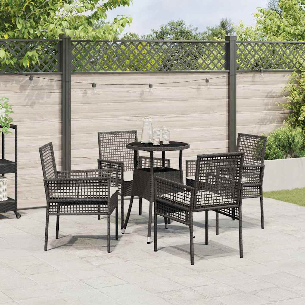 Set da Pranzo per Giardino 5 pcs Nero Poly Rattan - immagine 4
