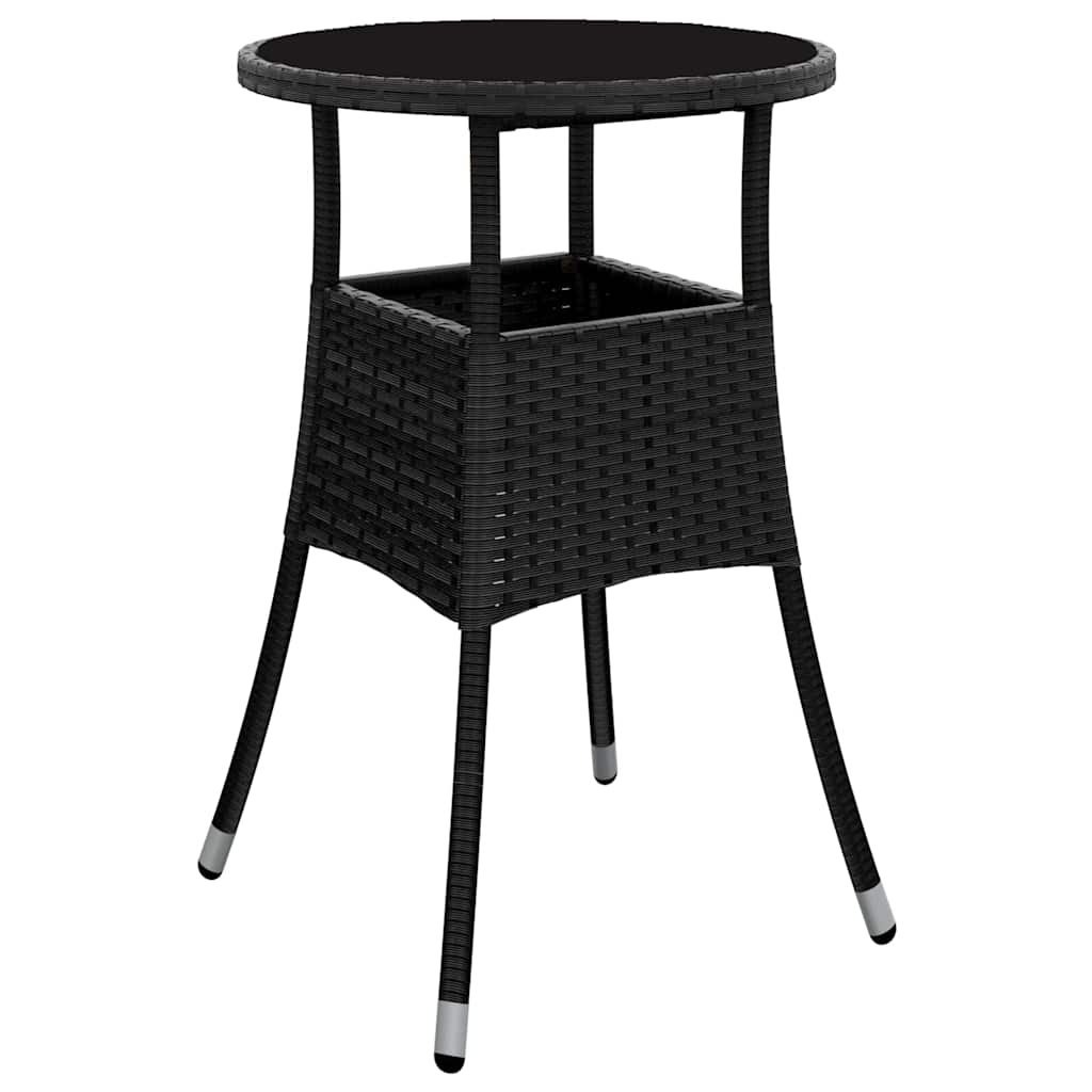 Set da Pranzo per Giardino 5 pcs Nero Poly Rattan - immagine 5