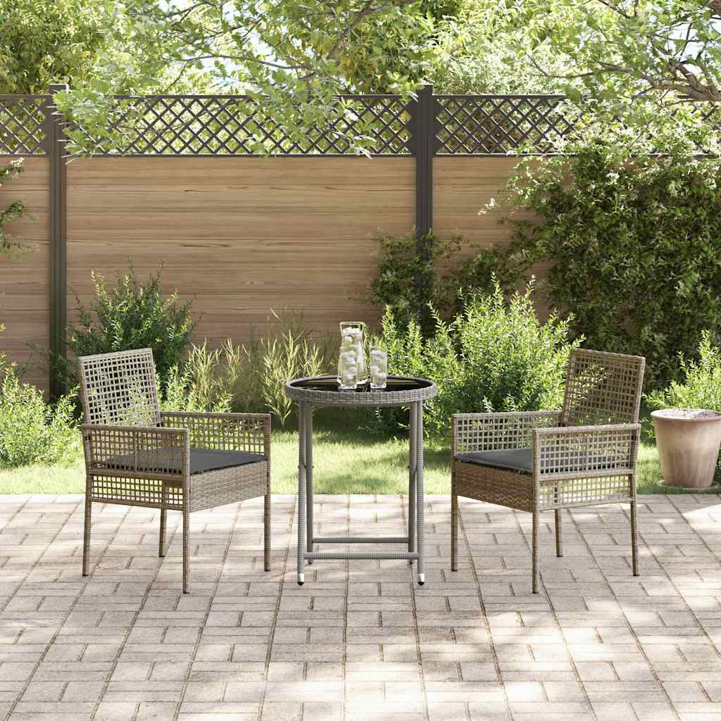 Set Bistro da Giardino 3 pcs Grigio Poly Rattan - immagine 4