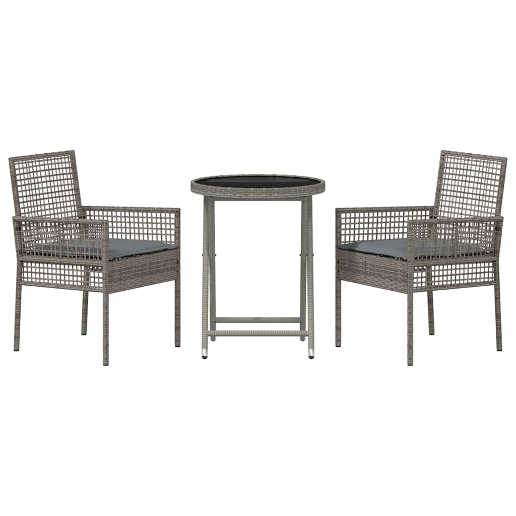 Set Bistro da Giardino 3 pcs Grigio Poly Rattan - immagine 7