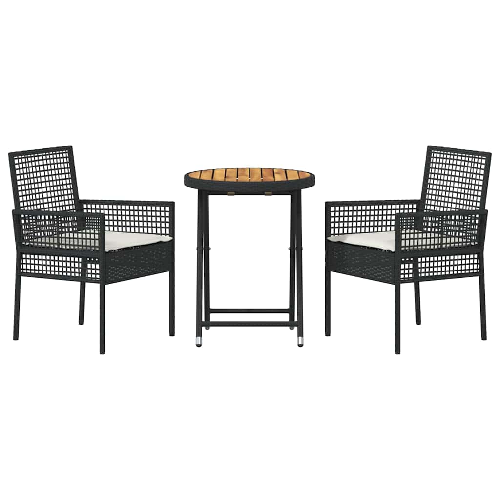 Set Bistro da Giardino 3 pcs Nero Poly Rattan - immagine 7