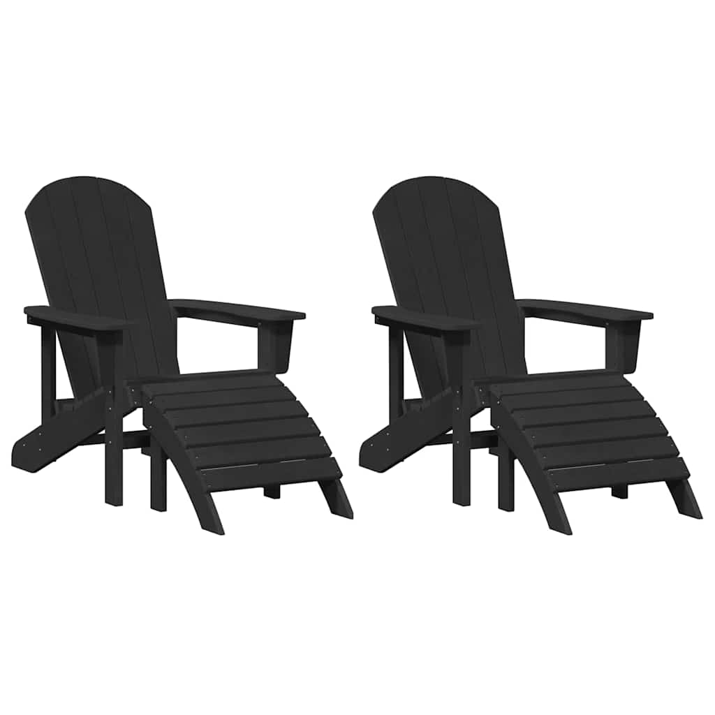 Mobili da lounge da giardino 2 pcs Nero 74 x 82 x 90cm Plastica - immagine 2
