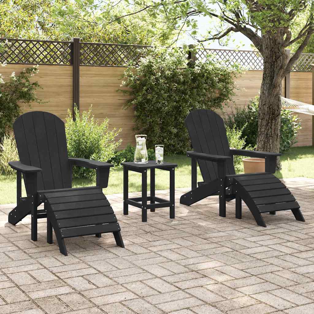 Mobili da lounge da giardino 2 pcs Nero 74 x 82 x 90cm Plastica - immagine 3