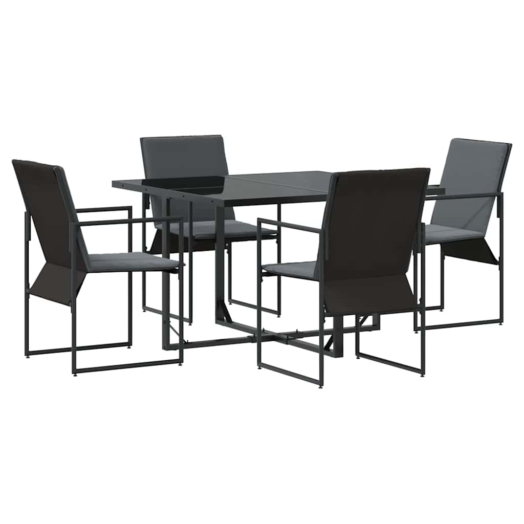 Set da Pranzo per Giardino 11 pcs Nero Acciaio - immagine 2