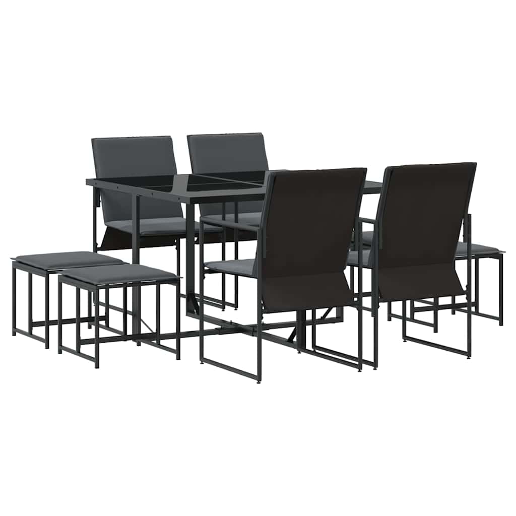 Set da Pranzo per Giardino 9 pcs Nero Acciaio - immagine 2