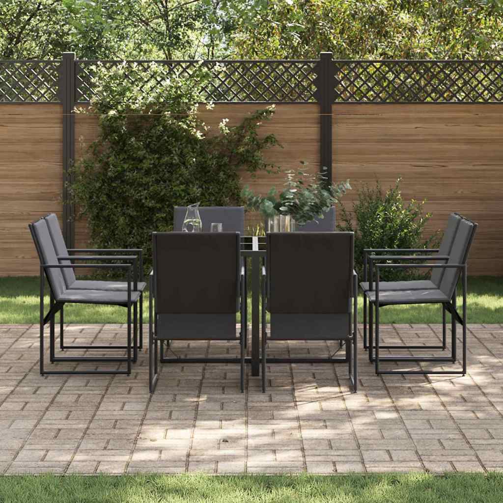 Set da Pranzo per Giardino 9 pcs Nero Acciaio - immagine 3