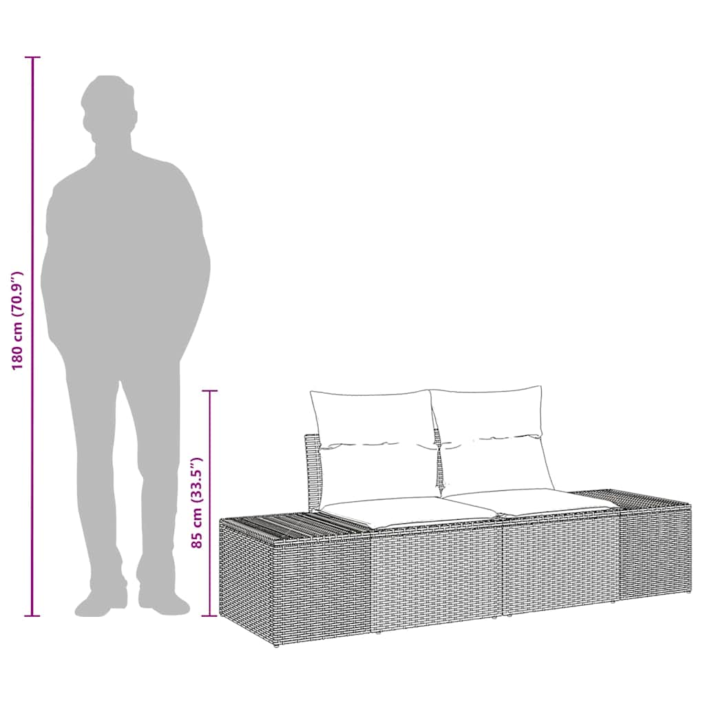 Divano da giardino Grigio 123 x 62 x 69cm polyrattan - immagine 7