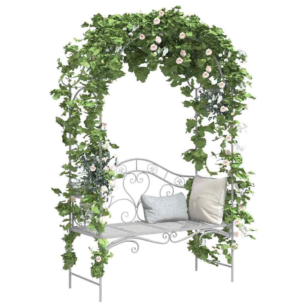 Panchina da giardino con cuscino Nero 104 x 54 x 93cm Acciaio - immagine 3