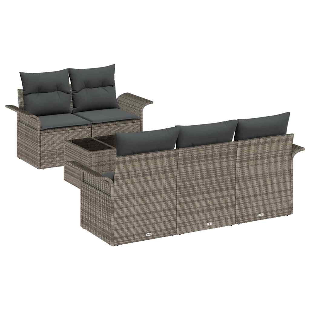 Set di divani con cuscino 6 pcs Grigio polyrattan - immagine 2
