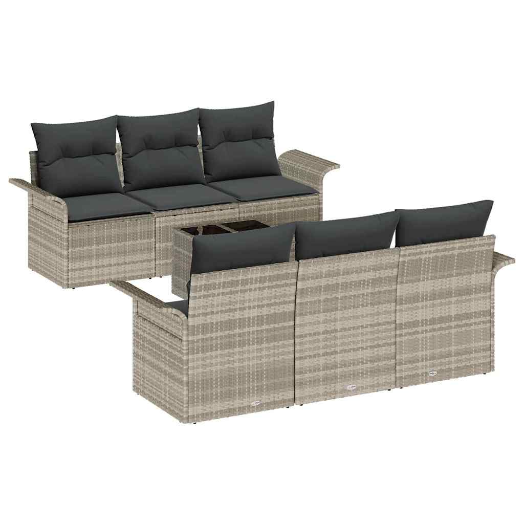 Set Divano da Giardino 7 pcs Grigio chiaro Poly Rattan - immagine 2
