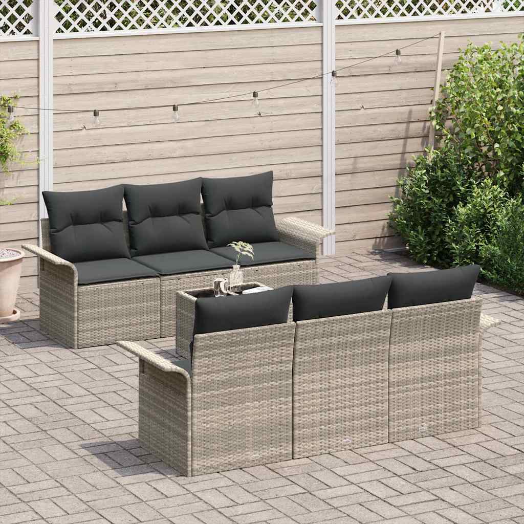 Set Divano da Giardino 7 pcs Grigio chiaro Poly Rattan - immagine 3