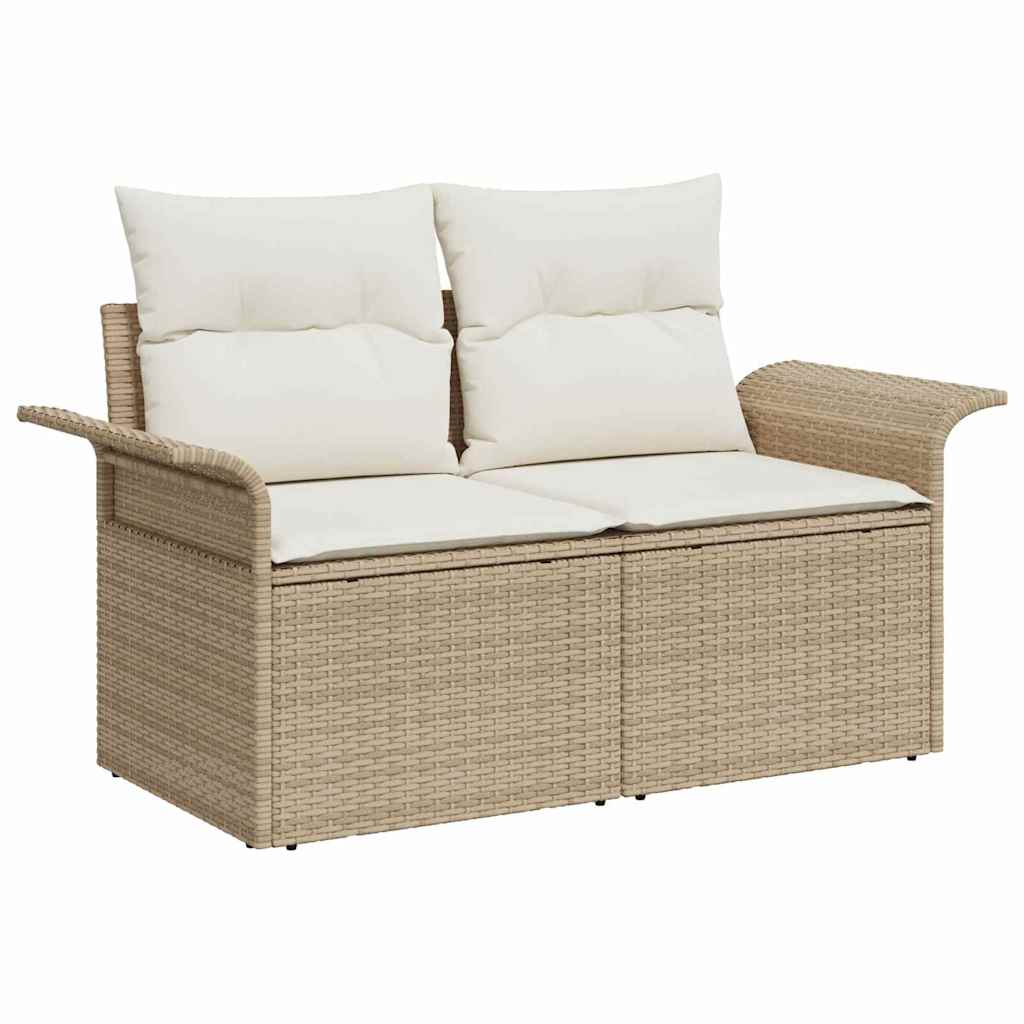 Set Divano da Giardino con cuscino 8 pcs Beige polyrattan - immagine 6