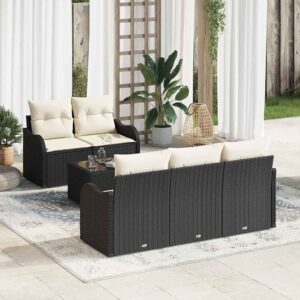 Set Divano da Giardino Nero polyrattan