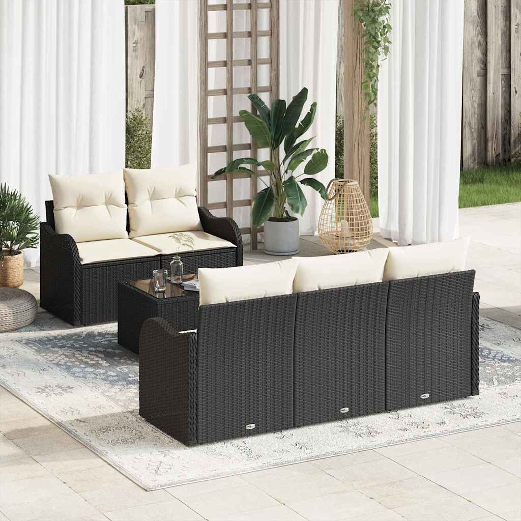 Set Divano da Giardino Nero polyrattan
