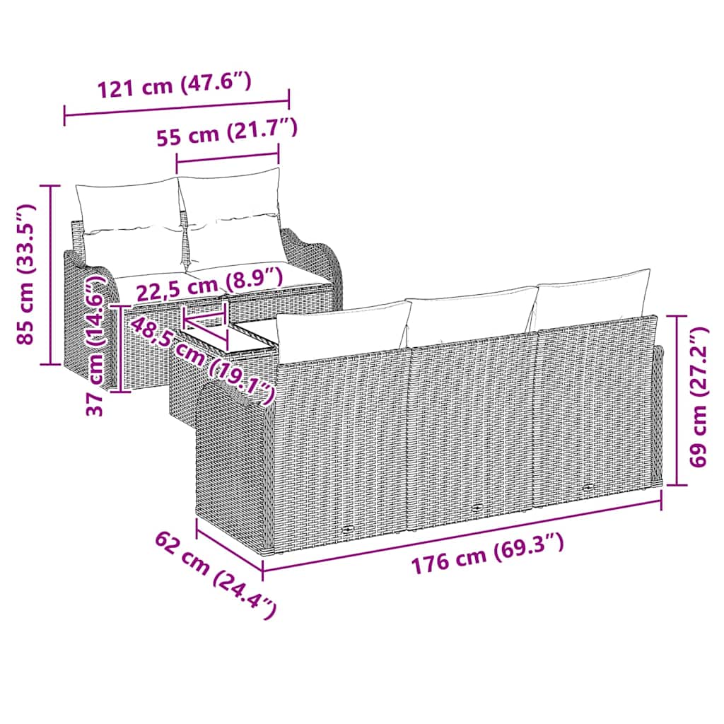 Set Divano da Giardino Nero polyrattan - immagine 8