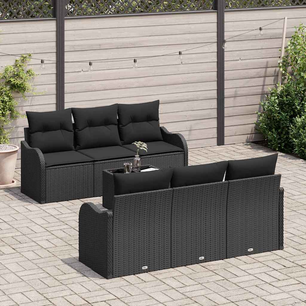 Set Divano da Giardino 7 pcs Nero 55 x 55 x 37 cm Poly Rattan - immagine 3