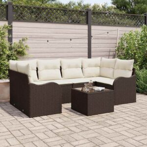 Set Divano da Giardino 7 pcs Marrone 55 x 55 x 37 cm