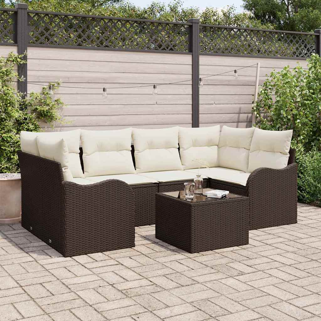 Set Divano da Giardino 7 pcs Marrone 55 x 55 x 37 cm