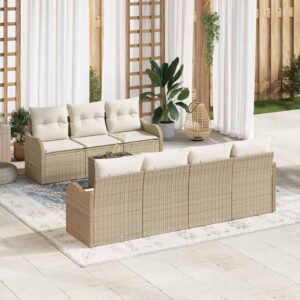 Set Divano da Giardino 8 pcs Beige 55 x 55 x 37 cm Poly Rattan