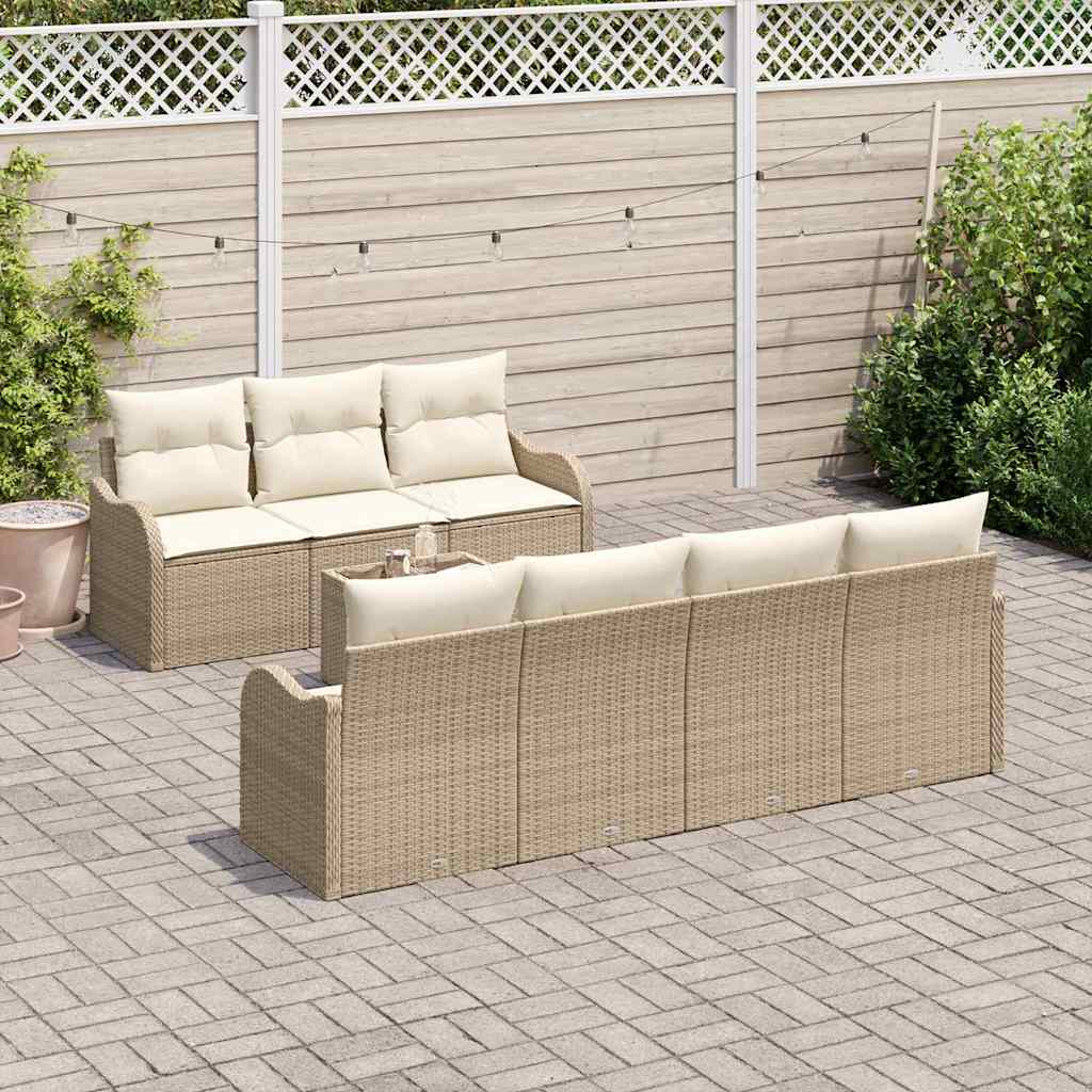 Set Divano da Giardino 8 pcs Beige 55 x 55 x 37 cm Poly Rattan - immagine 3