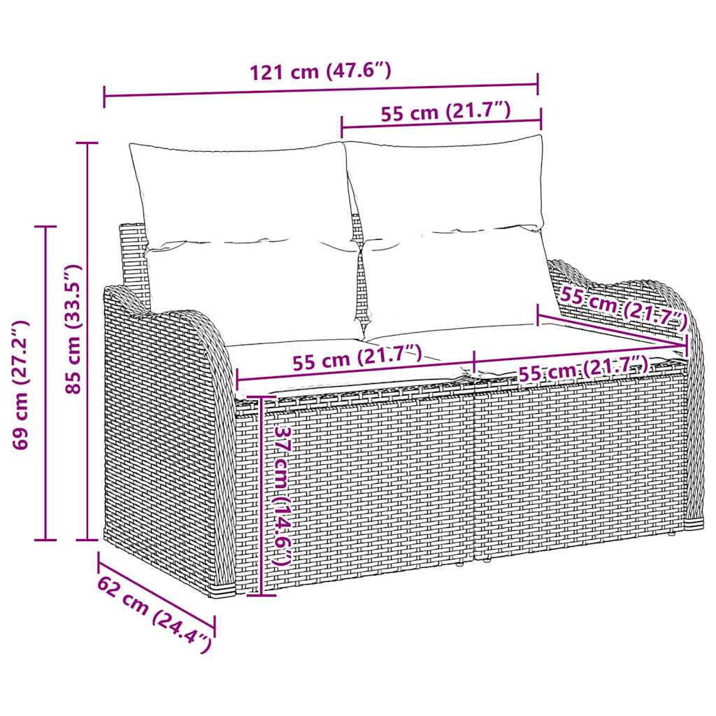 Set Divano da Giardino Grigio 55 x 55 x 37 cm polyrattan - immagine 9