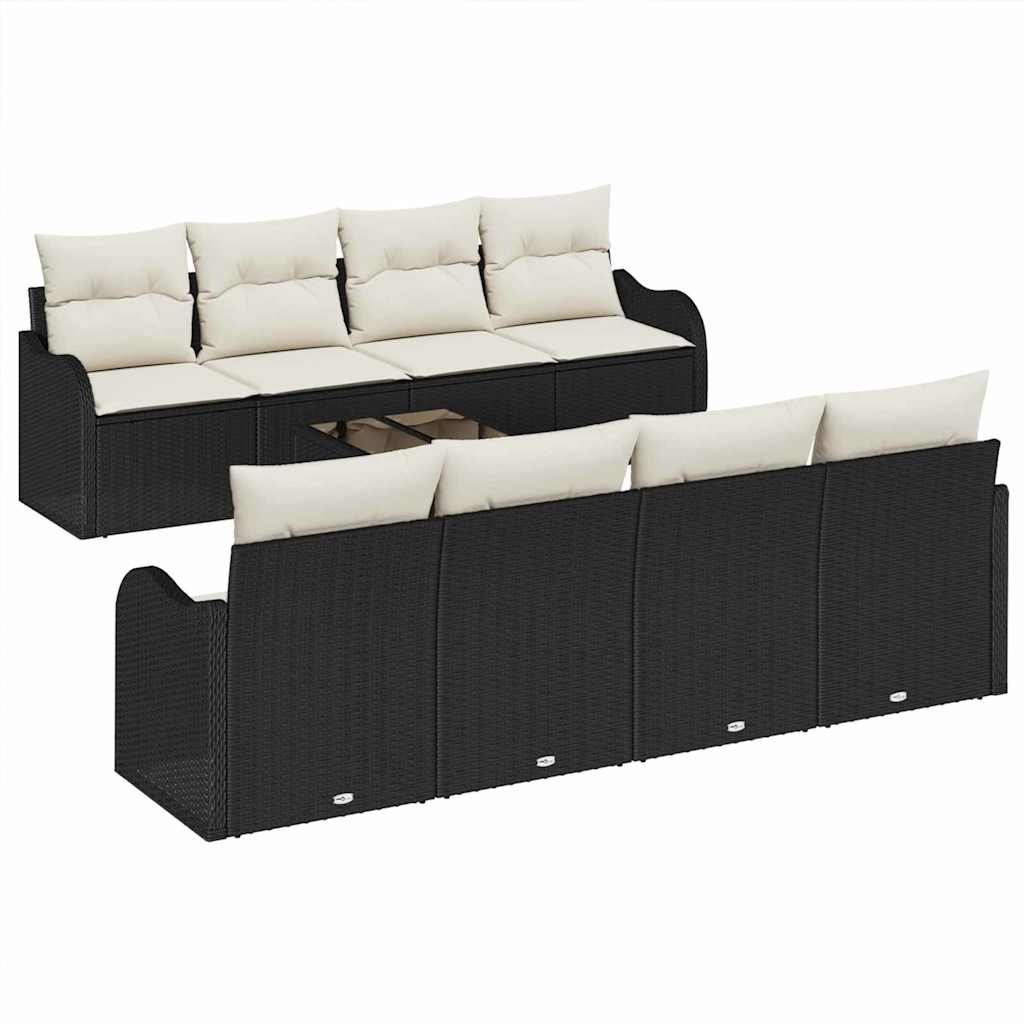 Set Divano da Giardino 9 pcs Nero 55 x 55 x 37 cm Poly Rattan - immagine 2