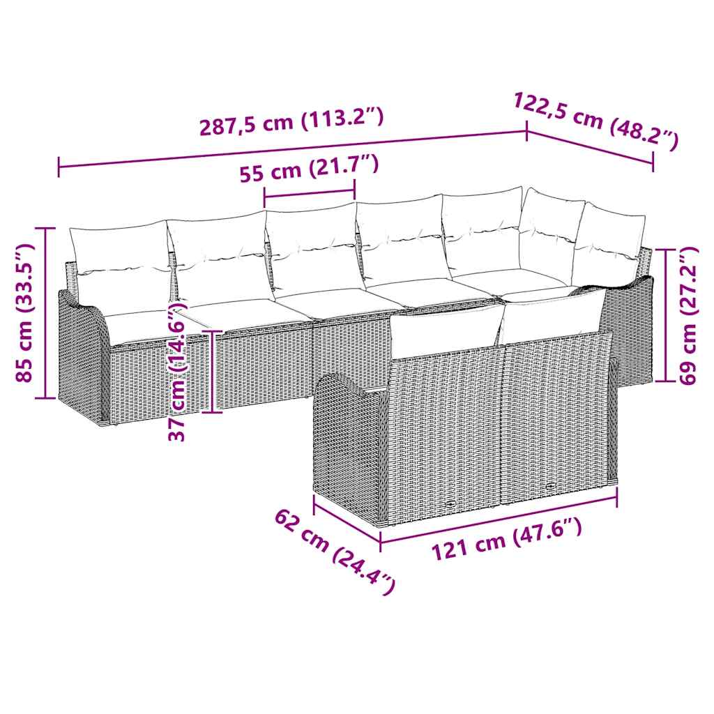 Set Divano da Giardino Grigio chiaro polyrattan - immagine 8