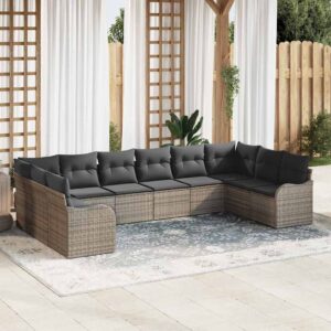 Set Divano da Giardino Nero polyrattan