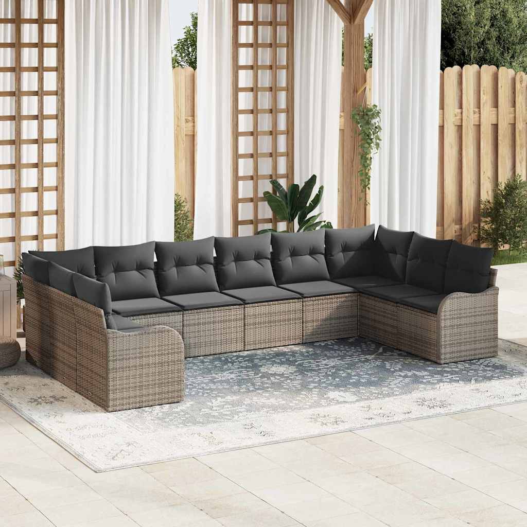 Set Divano da Giardino Nero polyrattan