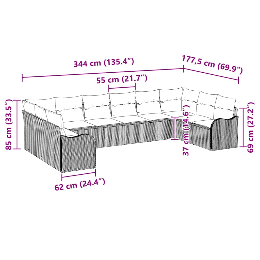 Set Divano da Giardino Nero polyrattan - immagine 8