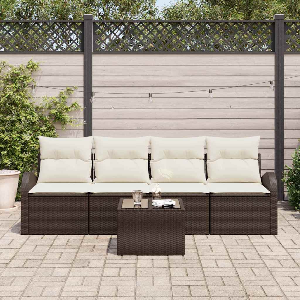 Set Divano da Giardino 5 pcs Marrone 55 x 55 x 37 cm - immagine 3