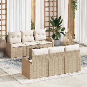 Set Divano da Giardino 7 pcs Beige 55 x 55 x 37 cm Poly Rattan