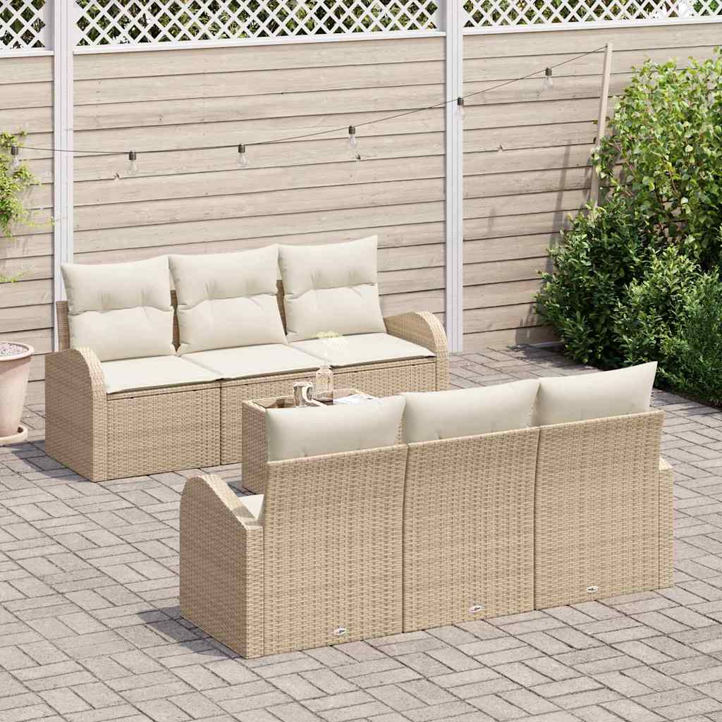 Set Divano da Giardino 7 pcs Beige 55 x 55 x 37 cm Poly Rattan - immagine 3