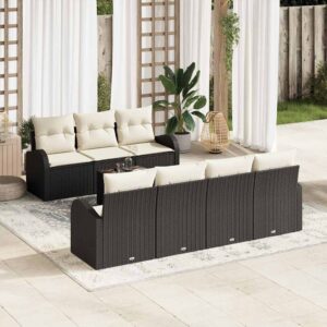 Set Divano da Giardino 8 pcs Nero 55 x 55 x 37 cm polyrattan