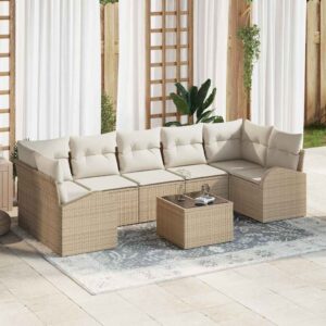 Set Divano da Giardino Beige 55 x 55 x 37 cm polyrattan