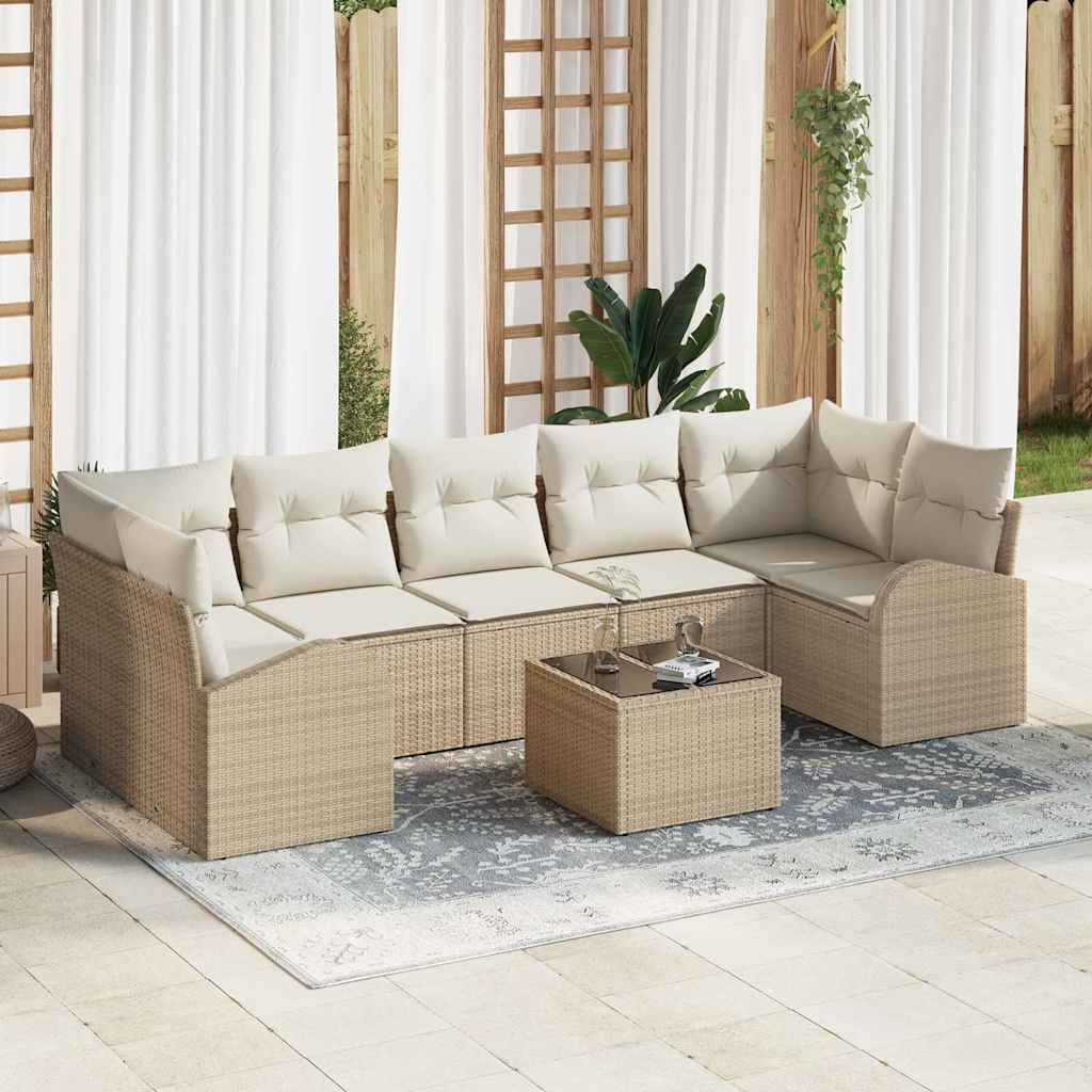 Set Divano da Giardino Beige 55 x 55 x 37 cm polyrattan