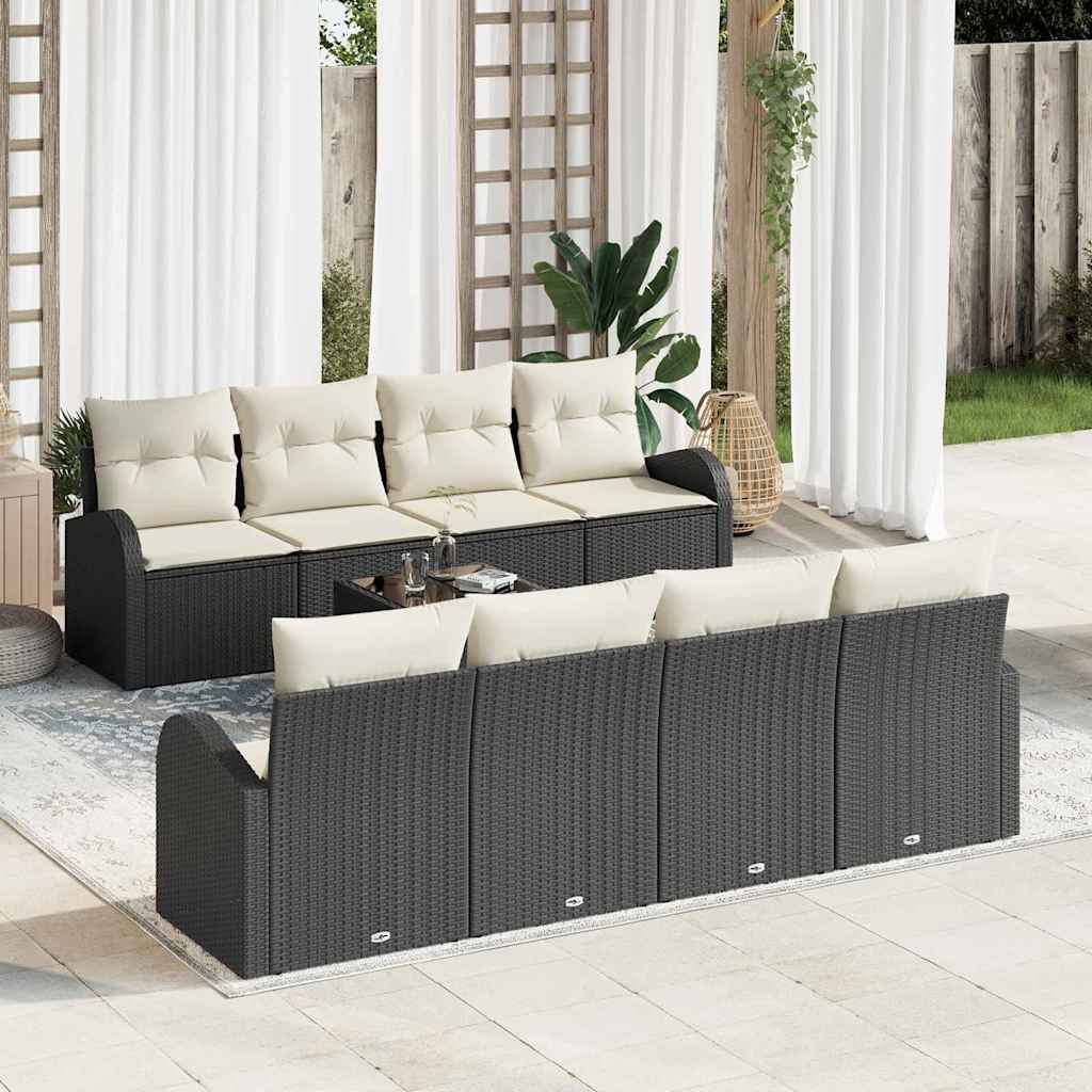 Set Divano da Giardino Nero 55 x 55 x 37 cm polyrattan