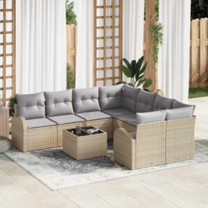 Set Divano da Giardino Beige 55 x 55 x 37 cm polyrattan