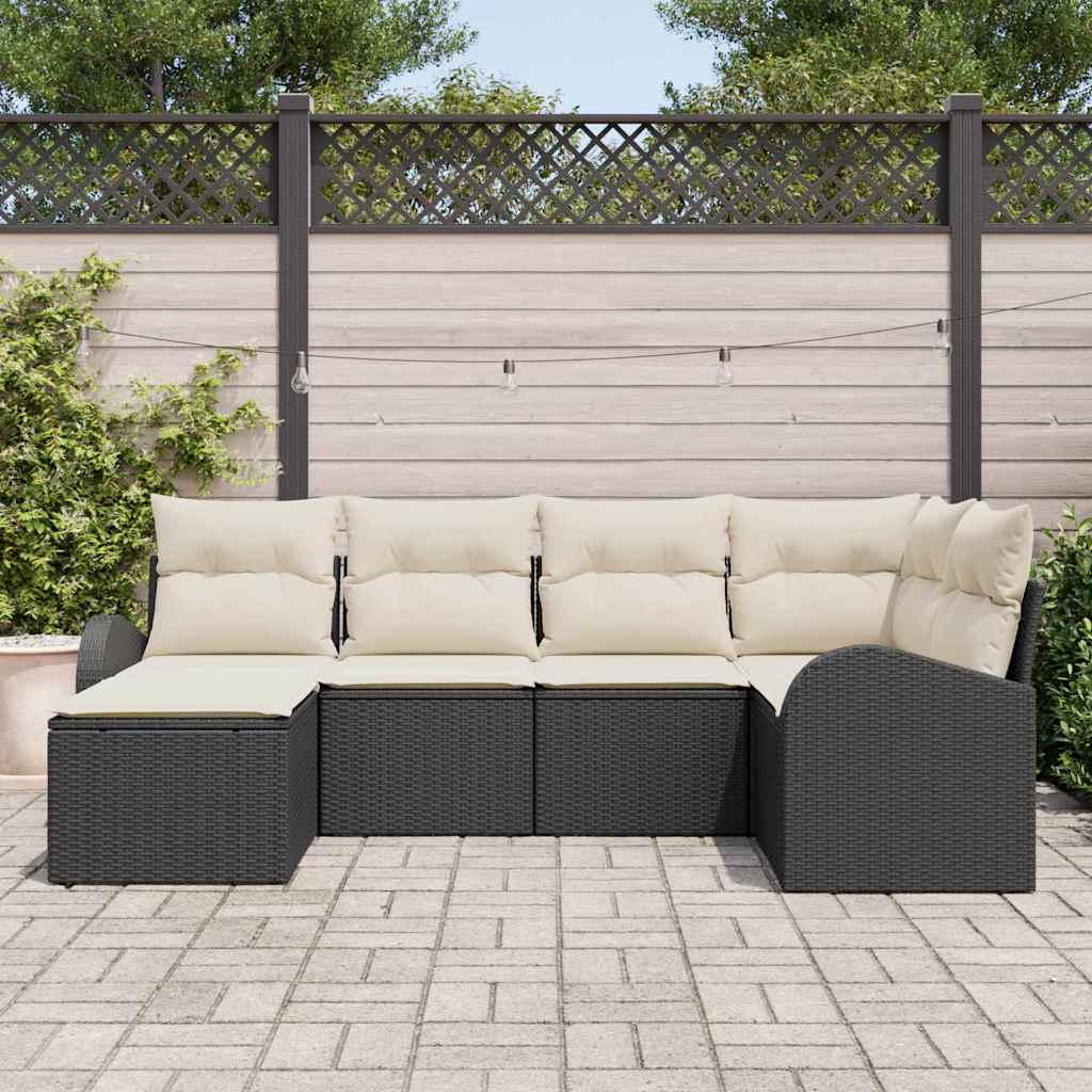Set Divano da Giardino con cuscino Nero Poly Rattan - immagine 3