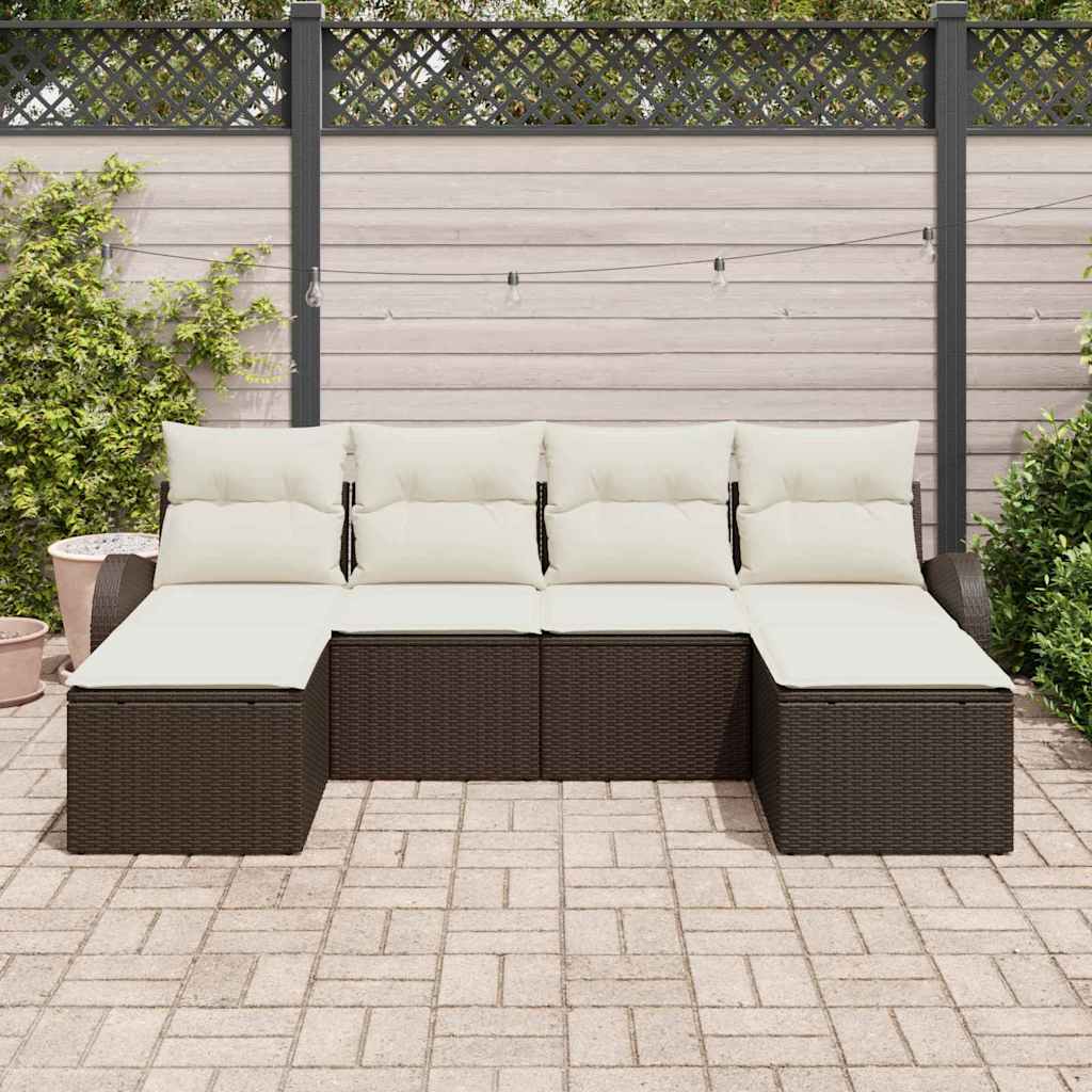 Set Divano da Giardino 6 pcs Nero Rattan in Polipropilene - immagine 3