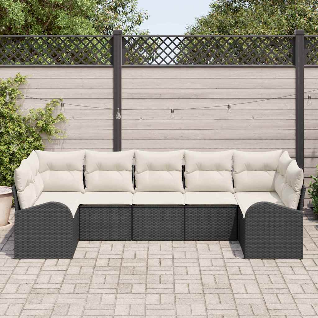 Set Divano da Giardino 7 pcs Nero Poly Rattan - immagine 3