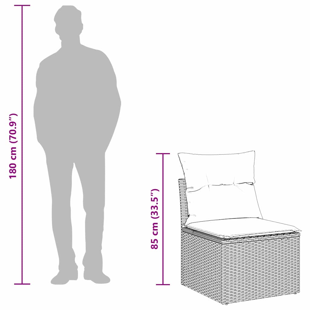 Set Divano da Giardino 3 pcs Marrone Poly Rattan - immagine 9