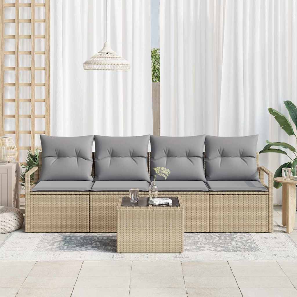 Set Divano da Giardino 5 pcs Beige e grigio 55 x 55 x 37 cm - immagine 3
