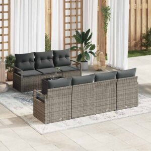 Set Divano da Giardino 8 pcs Grigio 55 x 55 x 37 cm polyrattan