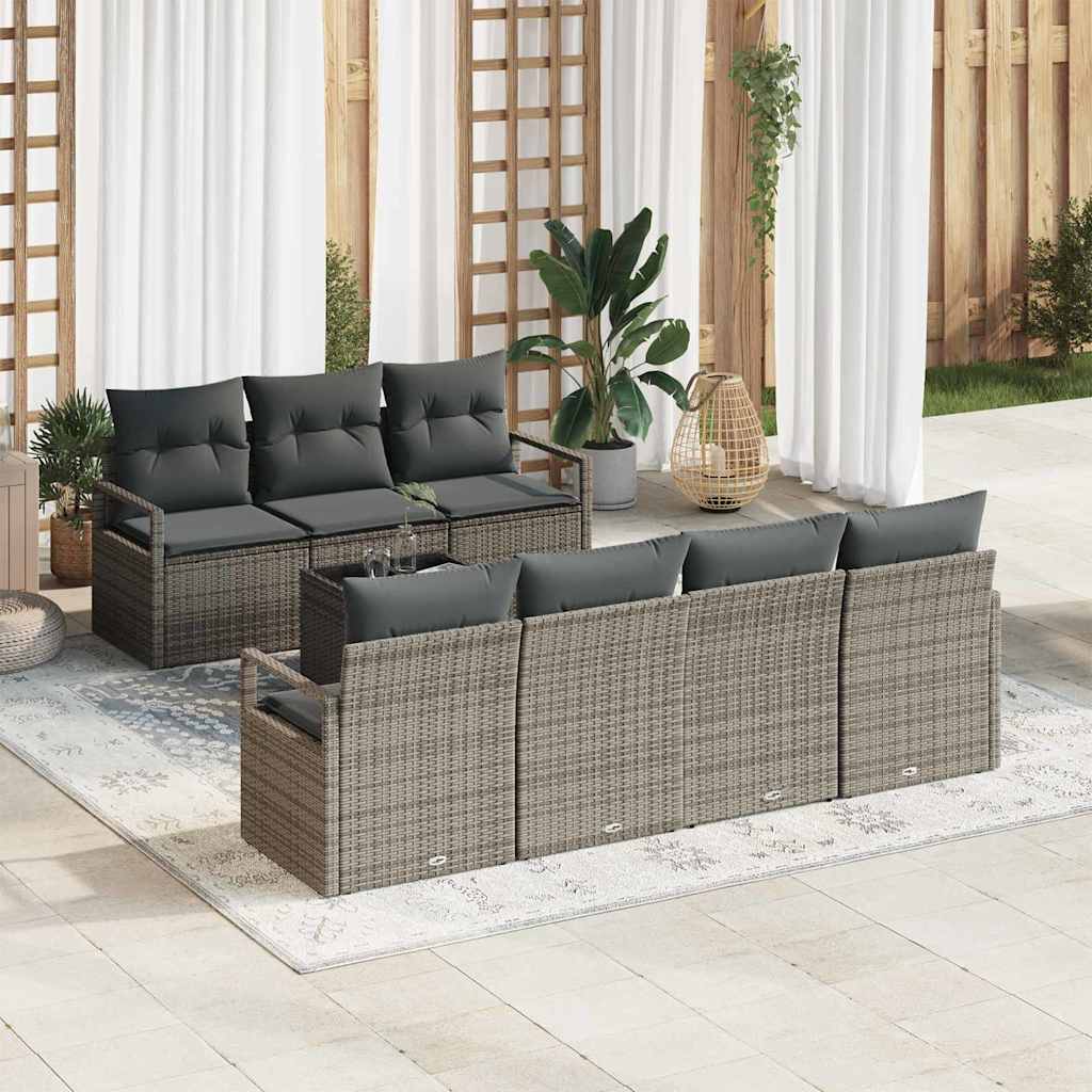 Set Divano da Giardino 8 pcs Grigio 55 x 55 x 37 cm polyrattan