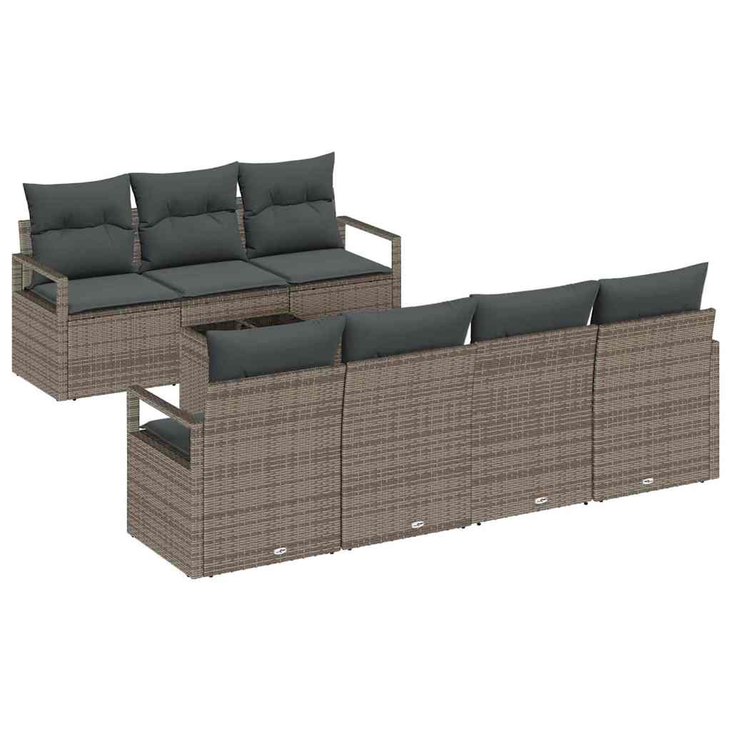 Set Divano da Giardino 8 pcs Grigio 55 x 55 x 37 cm polyrattan - immagine 2