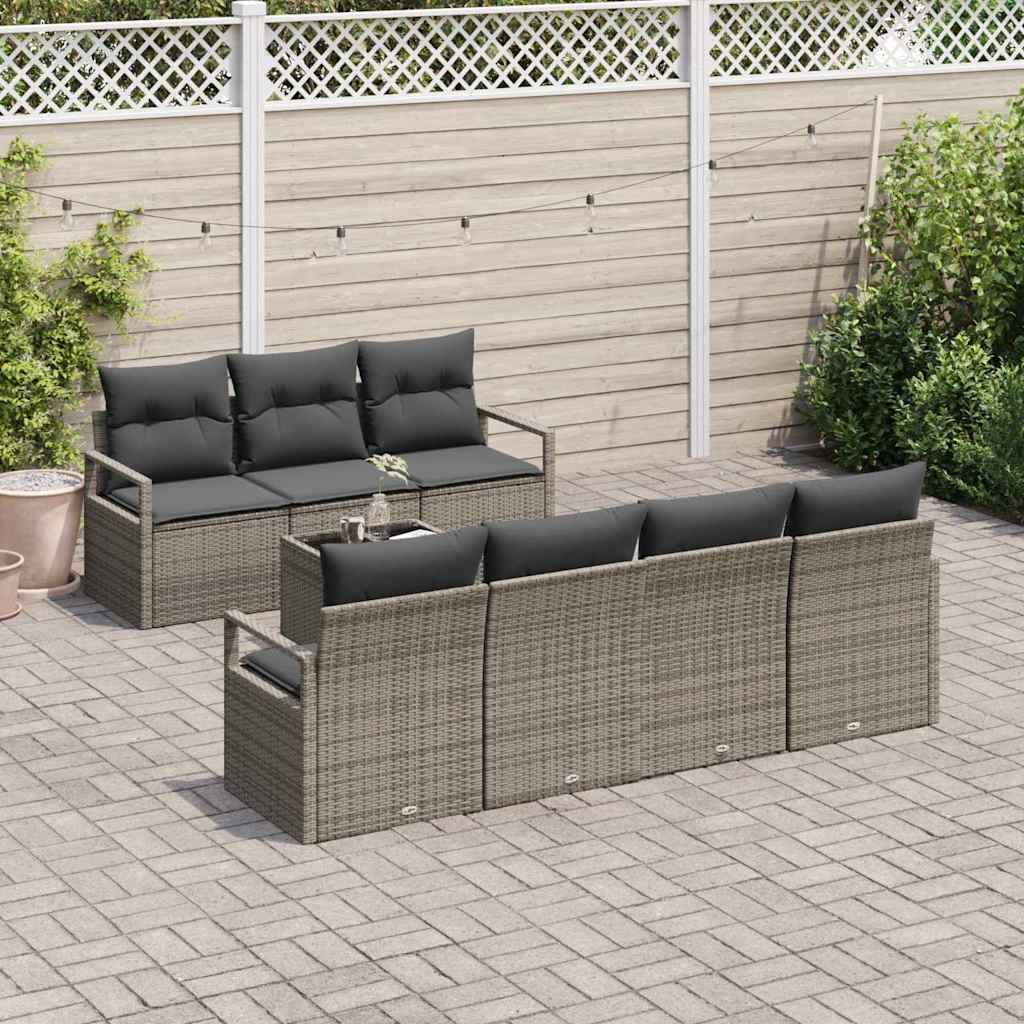 Set Divano da Giardino 8 pcs Grigio 55 x 55 x 37 cm polyrattan - immagine 3